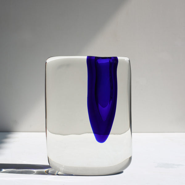 Inside/Outside Glass Flower Vase -Dark Blue