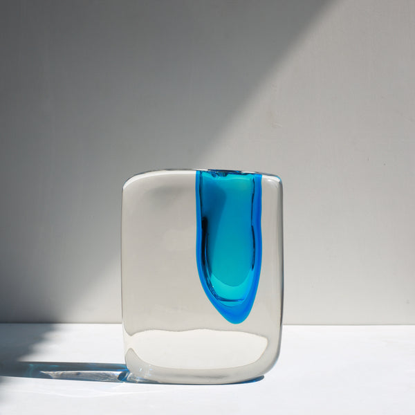 Inside/Outside Glass Flower Vase - Light Blue