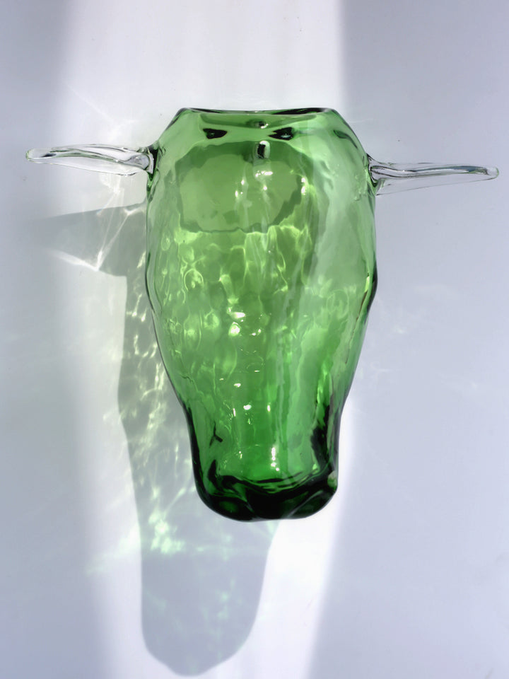 Handblown hanging glass vase , Grass Green, ctystal flower glass