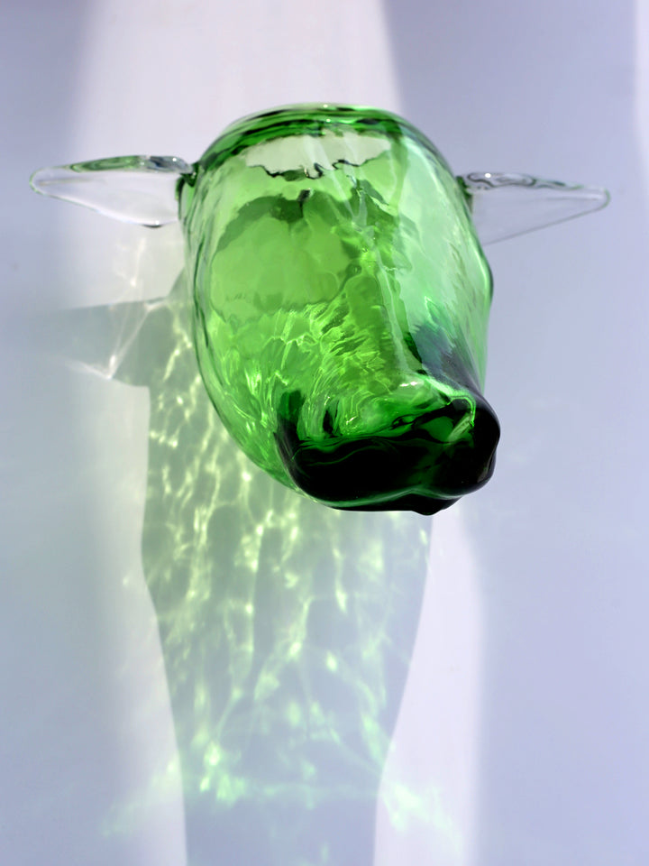 Handblown hanging glass vase , Grass Green, ctystal flower glass